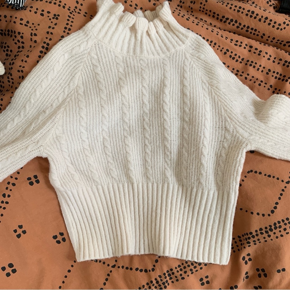 Tularosa revolve cable knit crop mock neck sweater S